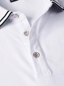 Calvornis 男士短袖Polo衫，适合居家、户外和办公穿着。男士Polo衫，翻领男士高尔夫球衫，男士翻领衬衫，Dom衬衫，白色Polo衫，男士复古风，日常休闲、周末旅行、户外活动、探险旅行、轻松的工作环境或半正式场合，男友/丈夫礼物，周年纪念/生日礼物，派对、暑假、新年、婚礼、情人节。 - 白色 - 查看 5