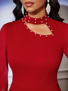 SHEIN Lady 女士长裙 - 酒紅色 - 查看 7