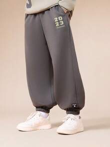 SUMWON Tween Pullover Hoodie And Jogger Set With Numbers Print Front Centre Pocket Hood Elastic Waist Ribbed Cuffs For Casual And Vacation - Army Green - View 4