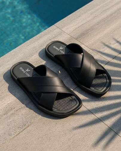 Sandalias De Hombre, Sandalias 2845 en Color Negro, Eleva tu Idea de Comodidad con Nuestra Sandalia de Correas, Calzado de Verano Para Hombre, Cuenta con una Suela Diseñada Para Ofrecer Soporte Durante Todo el Dia, En Color Clasico que Convina Perfecto con Atuendos de Verano, Para un Dia de Piscina, un Paseo Por la Tarde o Para Estar Comodo en Casa.