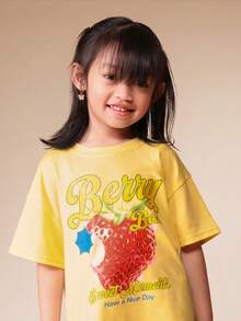 Bộ đồ thể thao SUMWON họa tiết quả mọng màu vàng gồm áo thun và quần thể thao màu xanh navy, thích hợp cho bé gái, phù hợp với những khoảnh khắc ngọt ngào, trang phục thường ngày thoải mái cho mùa hè, mùa xuân và kỳ nghỉ. - Nhiều màu - Xem 5