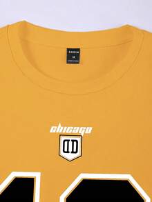 Manfinity Campus Court 宽松男士数码印花短袖 T 恤 - 黃色 - 查看 7