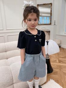 DAZY Girls (Toddler) Denim Shorts - Blue - View 3