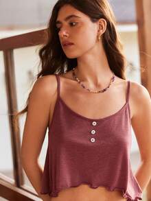 Bohemian Style Comfortable & Sexy Camisole Top And Loose Pants Women's Pajama Set - Brown - View 6