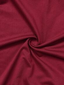 Sunnyshic Mono informal de pierna ancha con hombros descubiertos y fruncido en talla grande para mujer de unicolor - Burdeos - Ver 5