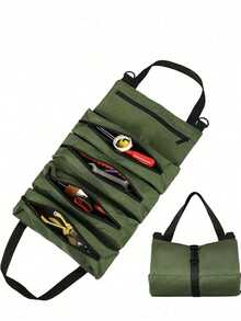 1pc CRILANO Heavy-Duty Roll-Up Tool Bag - Waterproof Oxford Cloth Organizer For Mechanics, Electricians, Carpenters & More - Durable, Portable & Stylish Industrial Gear With Multiple Compartments, Tool Storage Organizer - Multicolor - View 11