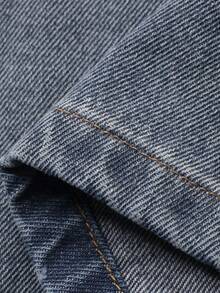 DAZY Women's Regular Waist Ripped Lace Patchwork Loose Straight Leg Jeans, Casual Street Style - Light Wash - View 7