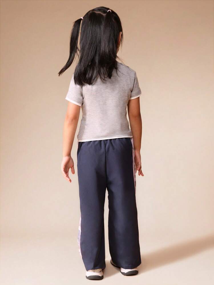 Script Print T-Shirt And Wide Leg Pants Set