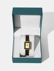 MOTF PREMIUM 丝质金色方形石英表 - 棕色 - 查看 4