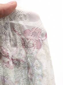 DAZY 法式粉色碎花V领长袖连衣裙，系腰雪纺A字迷你连衣裙，春季波西米亚风吊带裙 - 彩色 - 查看 3