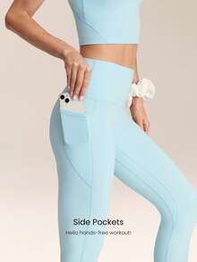 GLOWMODE Conjunto de top corto y mallas de tiro alto FeatherFit™ - Celeste - Ver 5