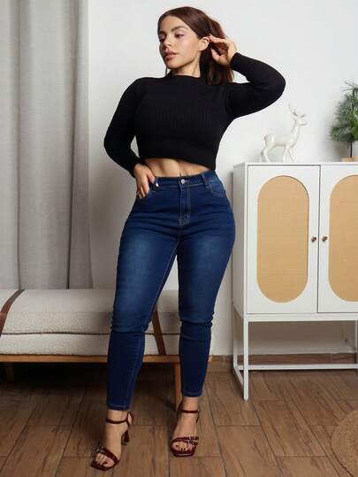 Lupita Cardoza 渐变色牛仔口袋休闲时尚牛仔裤