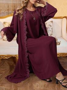 EMERY ROSE Bộ đồ hai mảnh dệt kim cỡ lớn, giản dị và thanh lịch dành cho nữ. - Màu đỏ tím - Xem 1