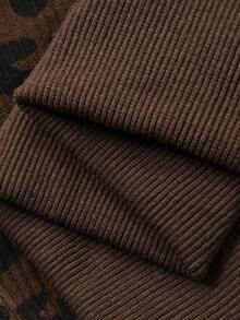 Dazy Kids 男童休闲宽松豹纹翻领外套，秋季款 - 棕色 - 查看 9