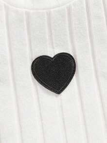 Emery Rose Kids Young Girl Heart Embroidery Ribbed Casual Round Neck Tank Top - Multicolor - View 4