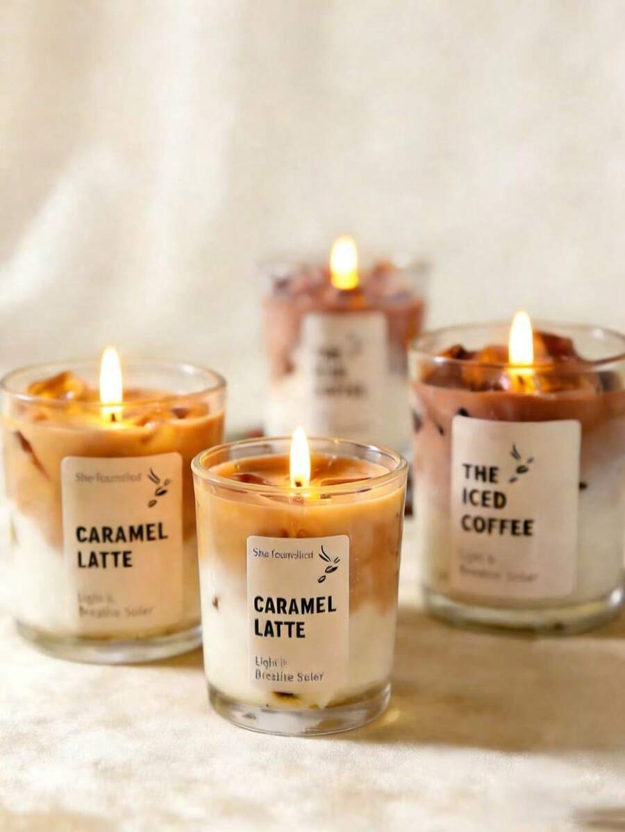 1PC, Coffee Cup Shaped Jelly Candle (Iced Coffee/Caramel Latte) - Long Lasting Plant Fragrance, (Relaxing In Living Room/Bedroom) Candlestick Suitable | Home Decoration, Ramadan/Valentine's Day/Carnival/Easter/Party Gift, Wedding Accessories, Coffee Enthusiast Exclusive Gift, Suitable For Both Men And Women