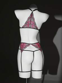 Seduluxe 3pcs/Set Women's Lace Sexy Lingerie Set, Valentine's Day - Multicolor - View 2