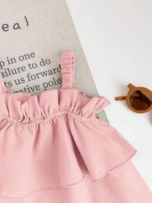 Babygirl Cute Summer Vacation Ruffle Strap Top And Shorts Set - Multicolor - View 4