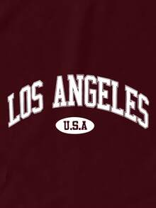 Resyla Women's Letter Print Short Sleeve T-Shirt Graphic Tees Women Tops - Maroon - View 4