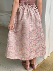 DAZY Tween Girl Floral Print Pleated Versatile Casual Skirt - Pink - View 2