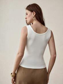 MOTF PREMIUM WOMEN'S SUMMER KNIT TANK TOP, SLIMMING & YOUTHFUL 3D FLORAL DESIGN - Apricot - View 3