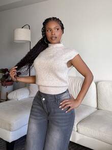 Tyla Gomez Women's Thick Denim Wide Leg Pants With Slanted Front Pocket, Blue - Grey - View 4