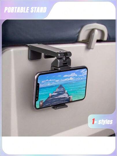 SHEIN 1 Universal Airplane Mobile Phone Holder, Capable Of Multi-Directional Dual 360 Degree Rotation, Freeing Hands, Pocket Sized Essential Airplane Travel Accessory, Available In Pink And Black.