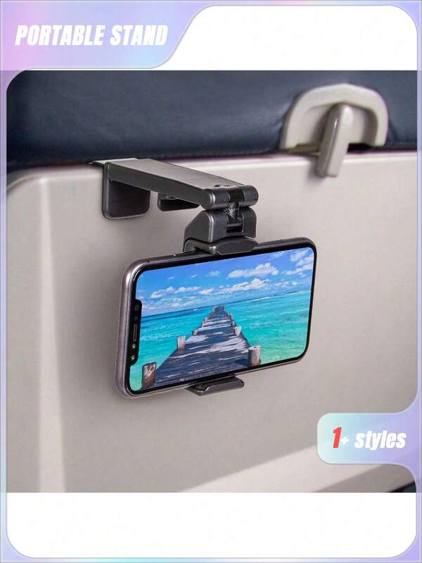 SHEIN 1 Universal Airplane Mobile Phone Holder, Capable Of Multi-Directional Dual 360 Degree Rotation, Freeing Hands, Pocket Sized Essential Airplane Travel Accessory, Available In Pink And Black.