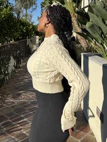 Tyla Gomez Women's Plain & Simple Daily Long Sleeve Sweater,Long Sleeve Tops Knit Pullover Fall Winter Outfit - Apricot - View 4