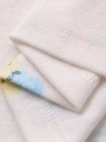 DAZY White Ditsy Floral V-Neck Ruffle Trim Waist Cinched Long Women Nightgown - White - View 7