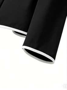 GlowEve CURVE 大码女式优雅纯色撞色长袖外套 - 黑色 - 查看 4