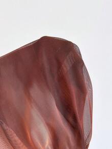 Soleia Áo nữ kiểu dáng cổ yếm, chất liệu móc len, in họa tiết nhuộm tie-dye cổ điển, thích hợp cho kỳ nghỉ xuân/hè. - Cà phê nâu - Xem 8