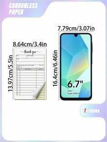 1pc Order Book & 2 Partial Carbonless Papers - Orders, Small Business Invoice Book - (50 Sheets Each, White/Yellow) - Multicolor - View 2