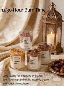 1PC, Coffee Cup Shaped Jelly Candle (Iced Coffee/Caramel Latte) - Long Lasting Plant Fragrance, (Relaxing In Living Room/Bedroom) Candlestick Suitable | Home Decoration, Ramadan/Valentine's Day/Carnival/Easter/Party Gift, Wedding Accessories, Coffee Enthusiast Exclusive Gift, Suitable For Both Men And Women - Multicolor - View 6