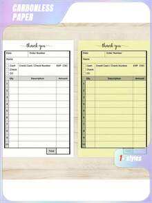 1pc Order Book & 2 Partial Carbonless Papers - Orders, Small Business Invoice Book - (50 Sheets Each, White/Yellow) - Multicolor - View 3