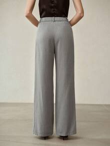 MOTF PREMIUM 女士优雅时尚褶裥裤 - 黑與白 - 查看 4