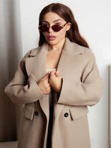 Lupita Cardoza Casual Long Woolen Collar Jacket Fall Winter Cloth For Women - Camel - View 5