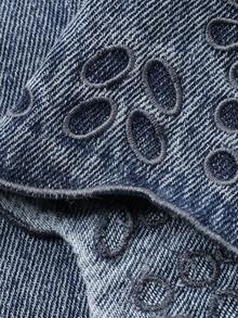 DAZY 女士常规腰围喇叭裤脚优雅牛仔裤 - 深色水洗藍 - 查看 7