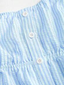 Sweetra Women's Casual Striped Minimalist 2 Pieces Set, Suitable For Spring/Summer Outings, Pink - Blue - View 5