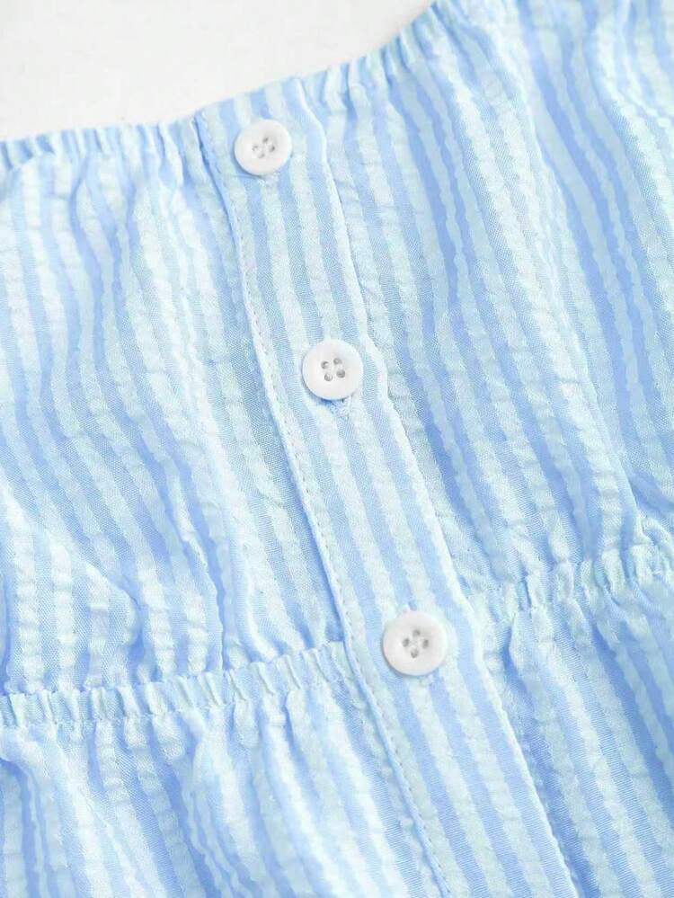 Sweetra 女士休闲条纹简约两件套，适合春夏外出穿着，粉色 - 藍色 - 查看 5