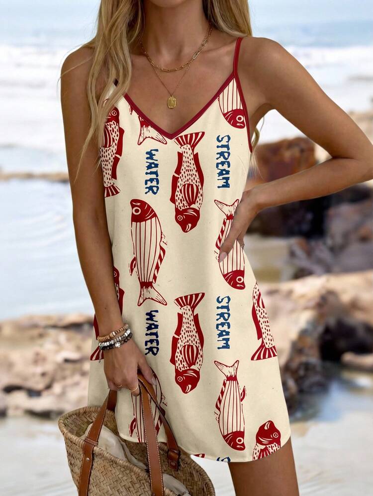 Sylviya Women's Casual Printed Mini Dress, Suitable For Autumn/Winter Spring - Multicolor - View 1