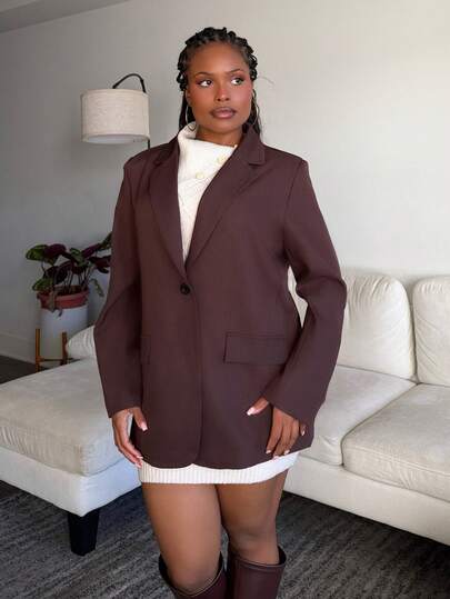 Tyla Gomez 年轻休闲通勤简约灰色纹理超大宽松长袖女式西装外套