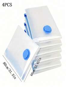 4 pièces Sac de rangement sous vide, sac économiseur d'espace convenant pour les vêtements, matelas, couvertures, couettes, oreillers, couettes, voyages et déménagements. Organisateur pour la chambre à coucher, le rangement à la maison, pour les t-shirts blancs pour femmes, les pantalons noirs pour femmes, les vêtements d'hiver pour dames, les robes, les vêtements d'hiver pour dames - Transparent - Voir 7
