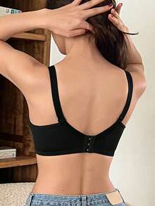 DAZY Minimalist Crystal Decor Underwire Bra Lingerie For Women - Black - View 2