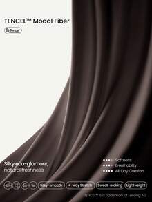 GLOWMODE 莫代尔丝滑柔顺不对称下摆露肩七分袖运动T恤，日常休闲穿着 - 棕色 - 查看 5