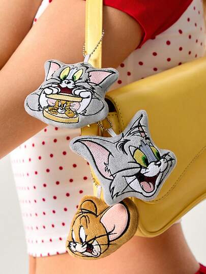 TOM & JERRY X SHEIN 1/3pc Adorable Plush Keychains, Blind Bags Packaging, Random Shipping, Three Designs In Total, Can Be Hung On Bags Or Keys, Exquisite Embroidery, Cat And Mouse Design.
