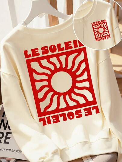 DrmWander Plus Size Casual Loose Fit Crew Neck Long Sleeve Sweatshirt