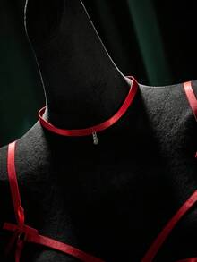 SpicyHot 3pcs Sexy Hollow Strap Bow Tie Underwire Gather Rhinestone Thong Lingerie Set For Women - Red - View 3