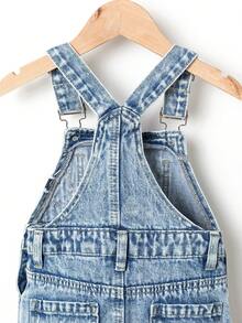 Denimly Girls Casual Denim Dress With Star Embroidery, Versatile Streetwear Jumper Dress With Adjustable Straps - Light Wash - View 5