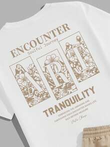 VIVINTIMO Men's Fitted Knit Top And Woven Shorts Set, Letter Graphic Print T-Shirt Set - Multicolor - View 3